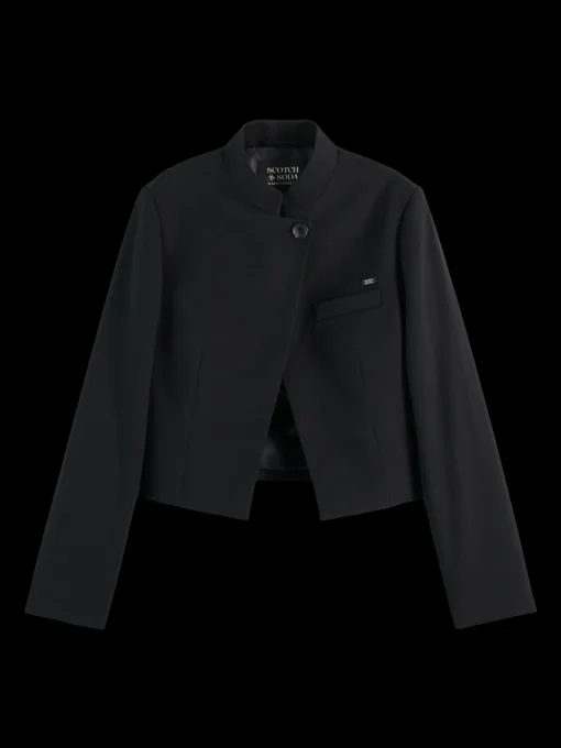 CROPPED TAILORED GABARDINE BLAZER