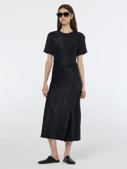Crushed Satin Wrap Dress