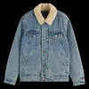 DENIM WORKWEAR JACKET WITH TEDDY LINING