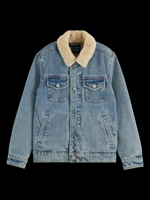 DENIM WORKWEAR JACKET WITH TEDDY LINING