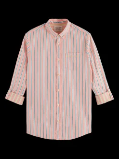 Dobby stripe roll up sleeves