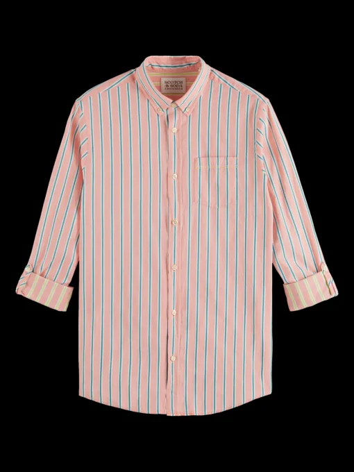 Dobby stripe roll up sleeves
