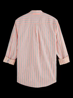 Dobby stripe roll up sleeves