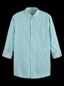 Dobby stripe roll up sleeves