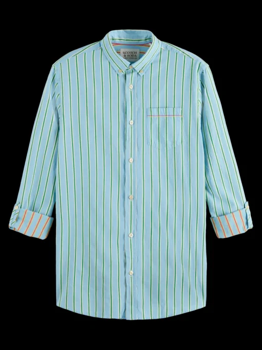 Dobby stripe roll up sleeves