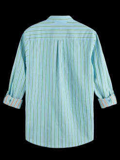 Dobby stripe roll up sleeves