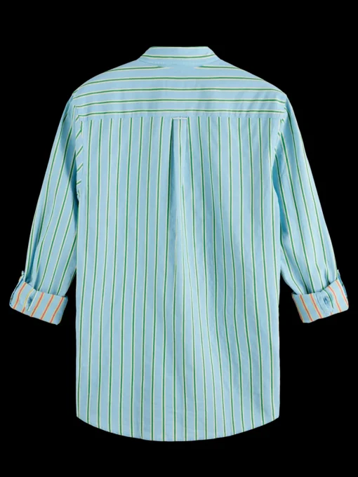 Dobby stripe roll up sleeves