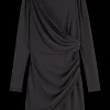 DRAPED LONG SLEEVE DRESS