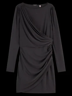 DRAPED LONG SLEEVE DRESS