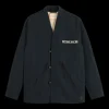 Embroidered cotton/linen canvas kimono jacket