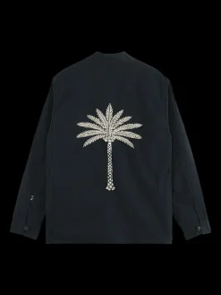 Embroidered cotton/linen canvas kimono jacket