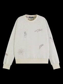 EMBROIDERED RAGLAN RELAXED FIT SWEATSHIRT