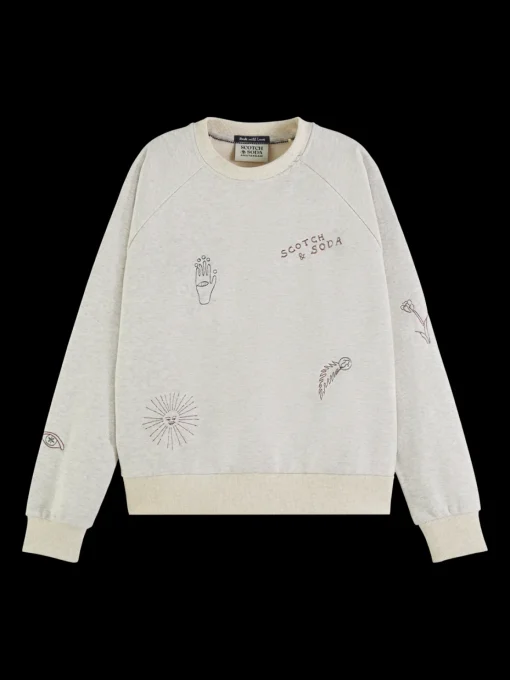 EMBROIDERED RAGLAN RELAXED FIT SWEATSHIRT