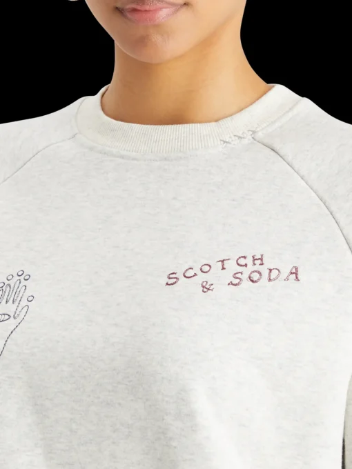 Embroidered raglan relaxed fit sweatshirt