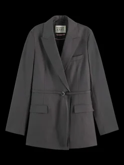 Essential DB TROPICAL WOOL BOYFRIEND BLAZER WITH BELT