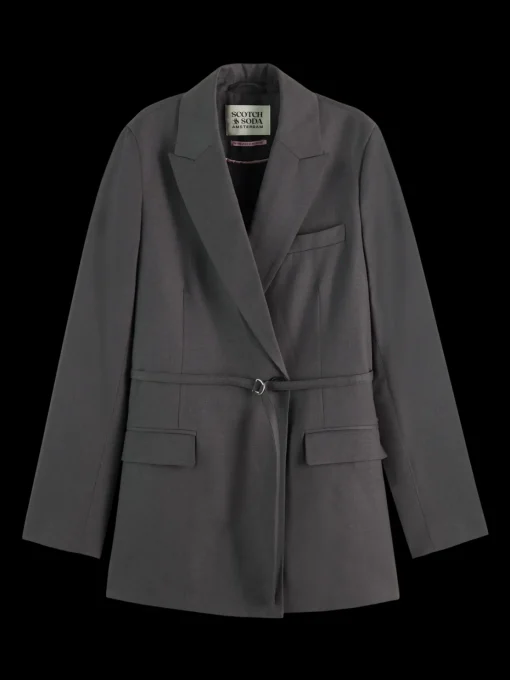 Essential DB TROPICAL WOOL BOYFRIEND BLAZER WITH BELT