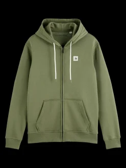 Essential logo badge zip-through hoodie