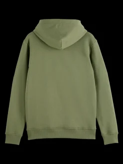 Essential logo badge zip-through hoodie