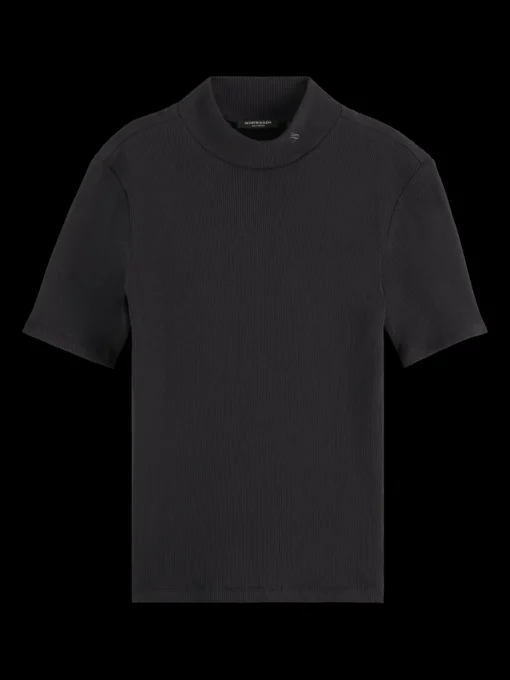 Essential mock neck rib t-shirt