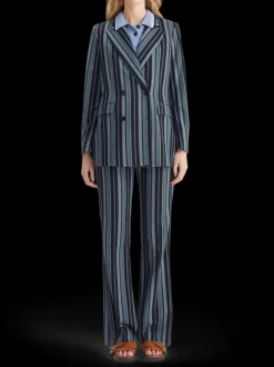 Fitted double breasted striped blazer