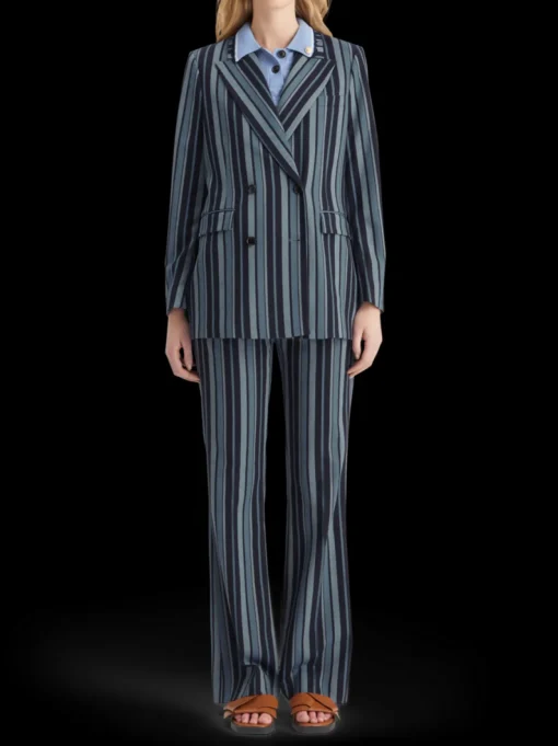 Fitted double breasted striped blazer