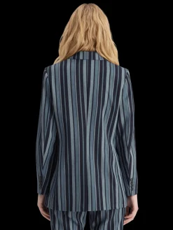 Fitted double breasted striped blazer