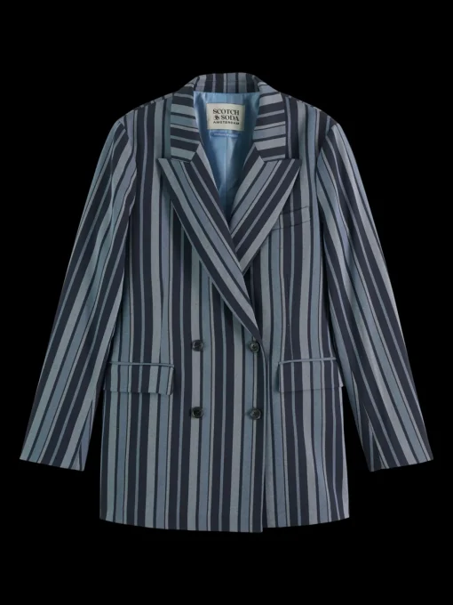 Fitted double breasted striped blazer