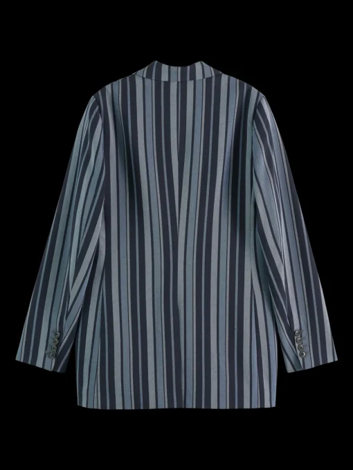 Fitted double breasted striped blazer