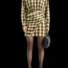 FLANNEL MINI WRAP DRESS