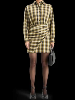 FLANNEL MINI WRAP DRESS