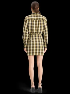FLANNEL MINI WRAP DRESS