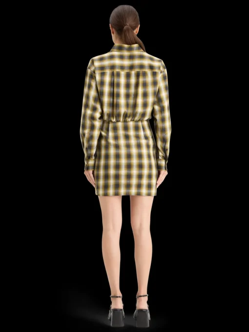 FLANNEL MINI WRAP DRESS