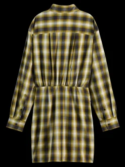FLANNEL MINI WRAP DRESS