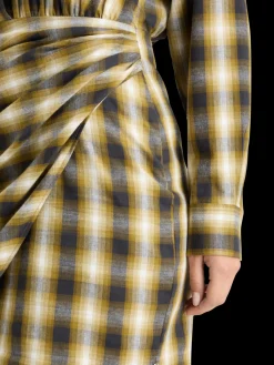 FLANNEL MINI WRAP DRESS