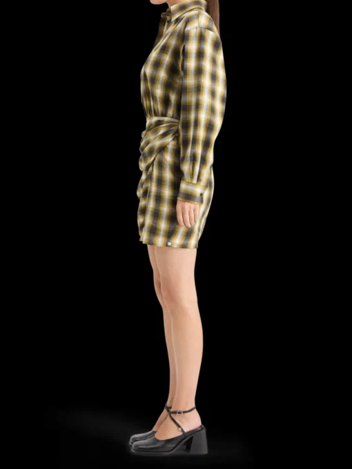FLANNEL MINI WRAP DRESS