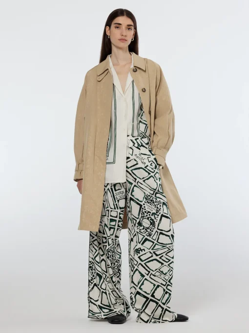 Floral embossed cotton blend carcoat