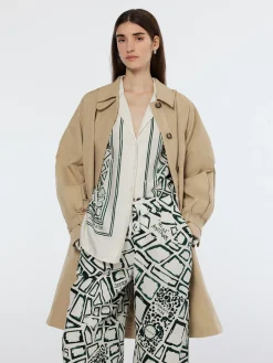 Floral embossed cotton blend carcoat