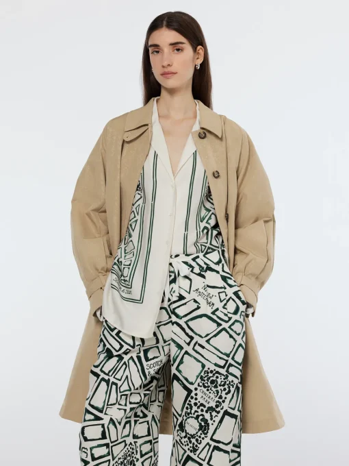 Floral embossed cotton blend carcoat