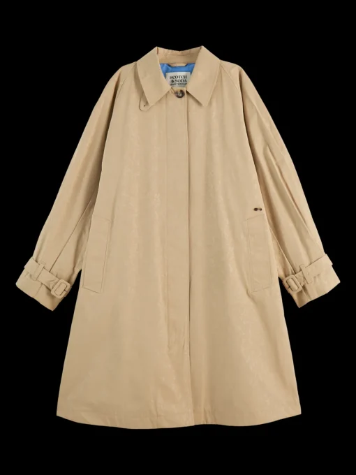 Floral embossed cotton blend carcoat