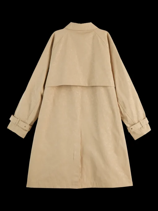 Floral embossed cotton blend carcoat