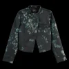 Floral jacquard cropped blazer