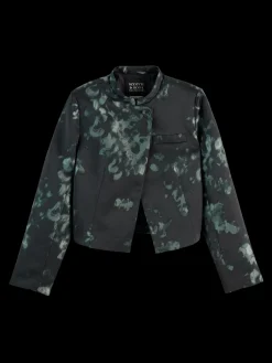 Floral jacquard cropped blazer