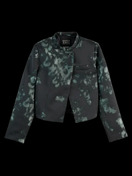 Floral jacquard cropped blazer