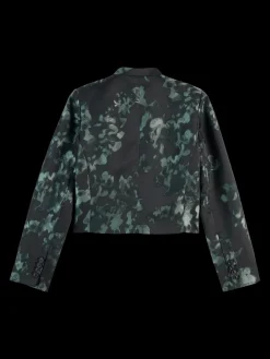 Floral jacquard cropped blazer