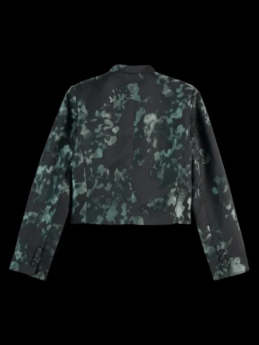 Floral jacquard cropped blazer