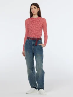 Floral lace LS T-shirt
