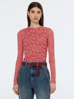 Floral lace LS T-shirt