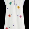 Flower embroidered kaftan dress