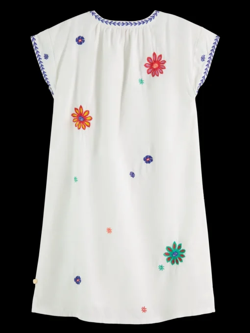 Flower embroidered kaftan dress