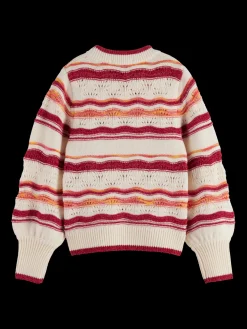 FLUFFY MULTI-STRIPE PULLOVER